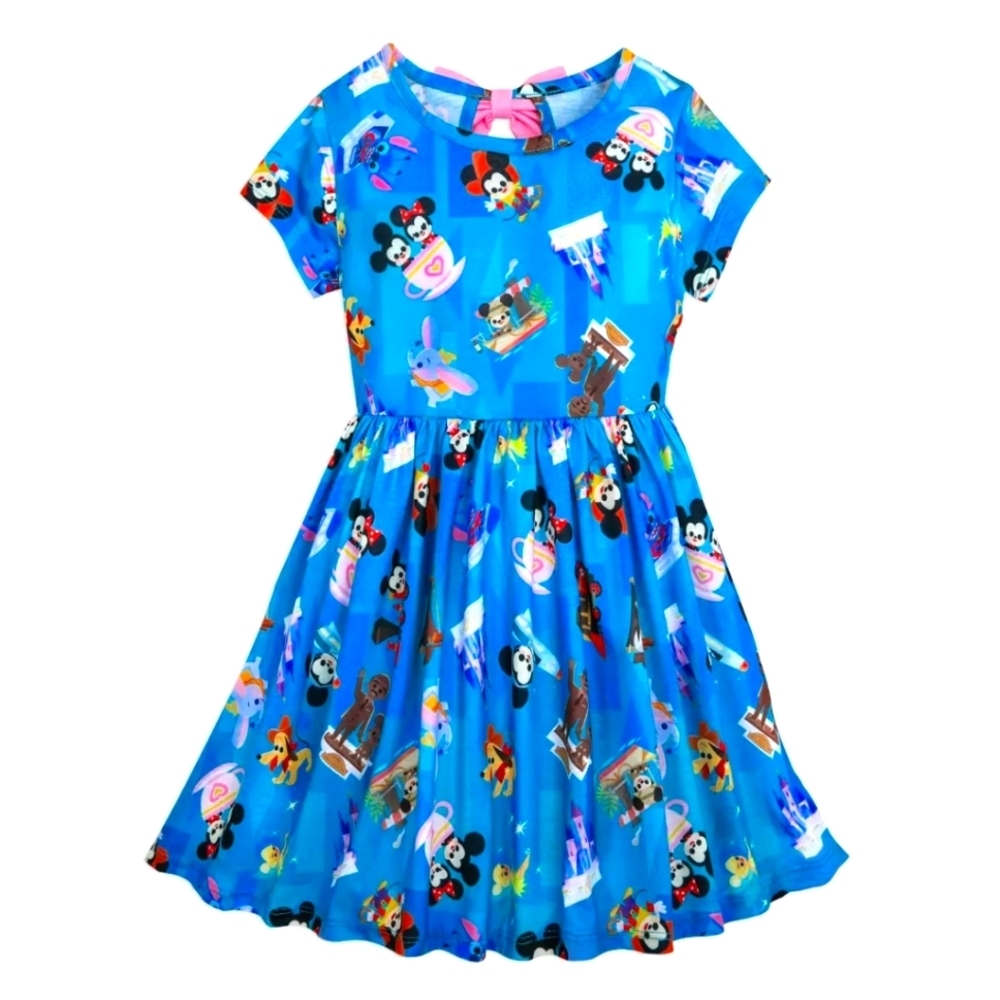 Disney Blue Mickey Mouse Print Kids Casual Dress